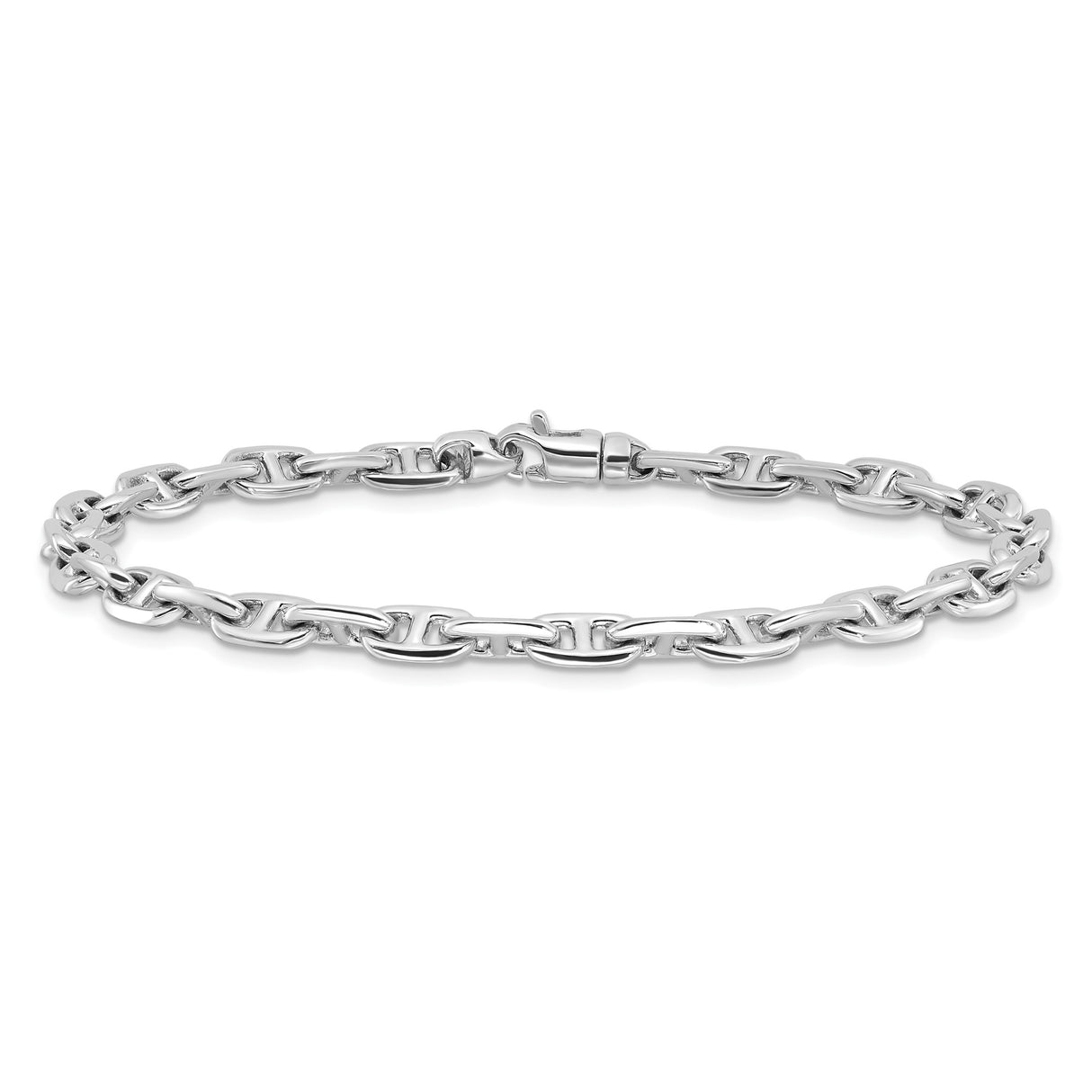14K White Gold 5.1 mm Polished Chain Bracelet, Solid alternate angle