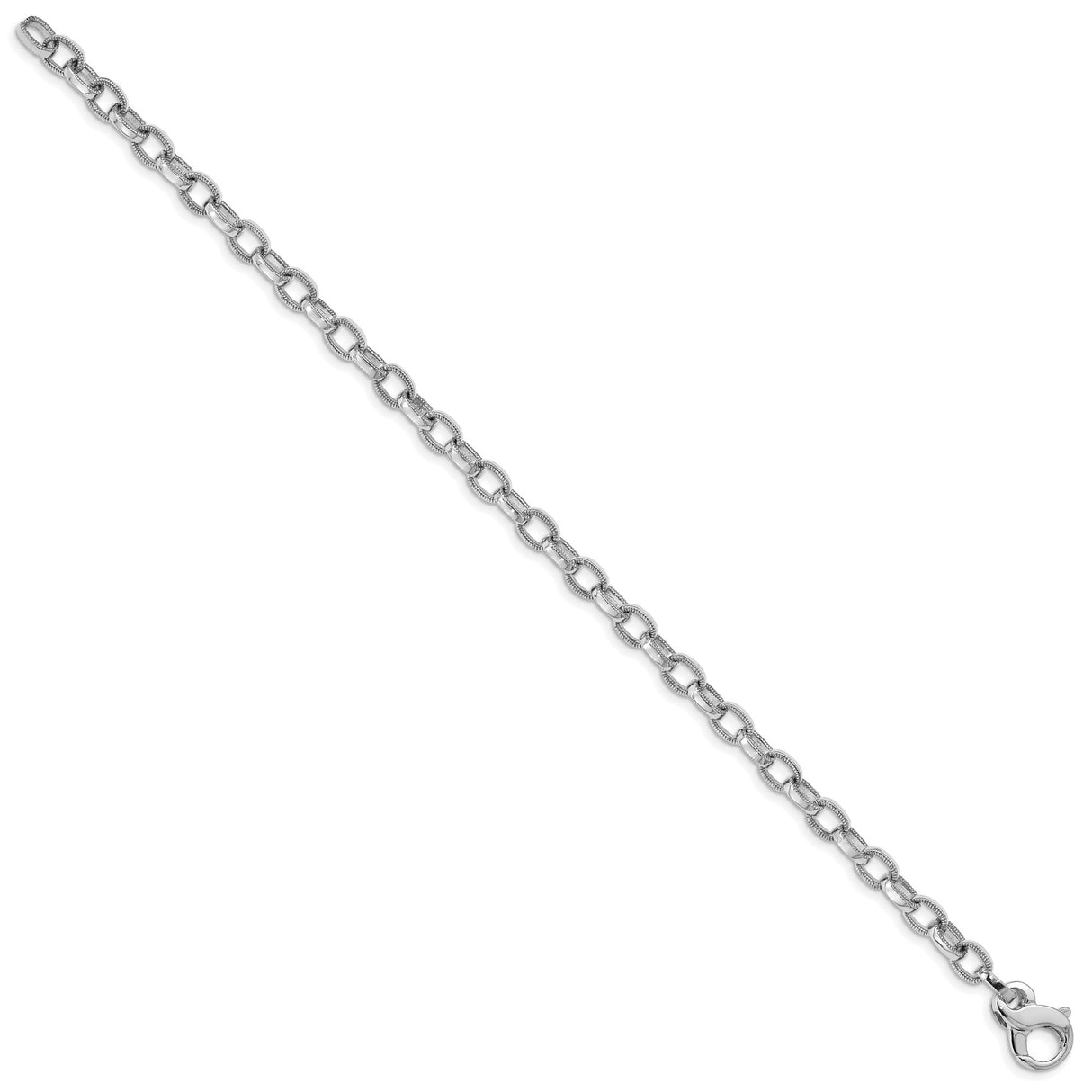 14K White Gold 5 mm Polished Chain Bracelet, Solid