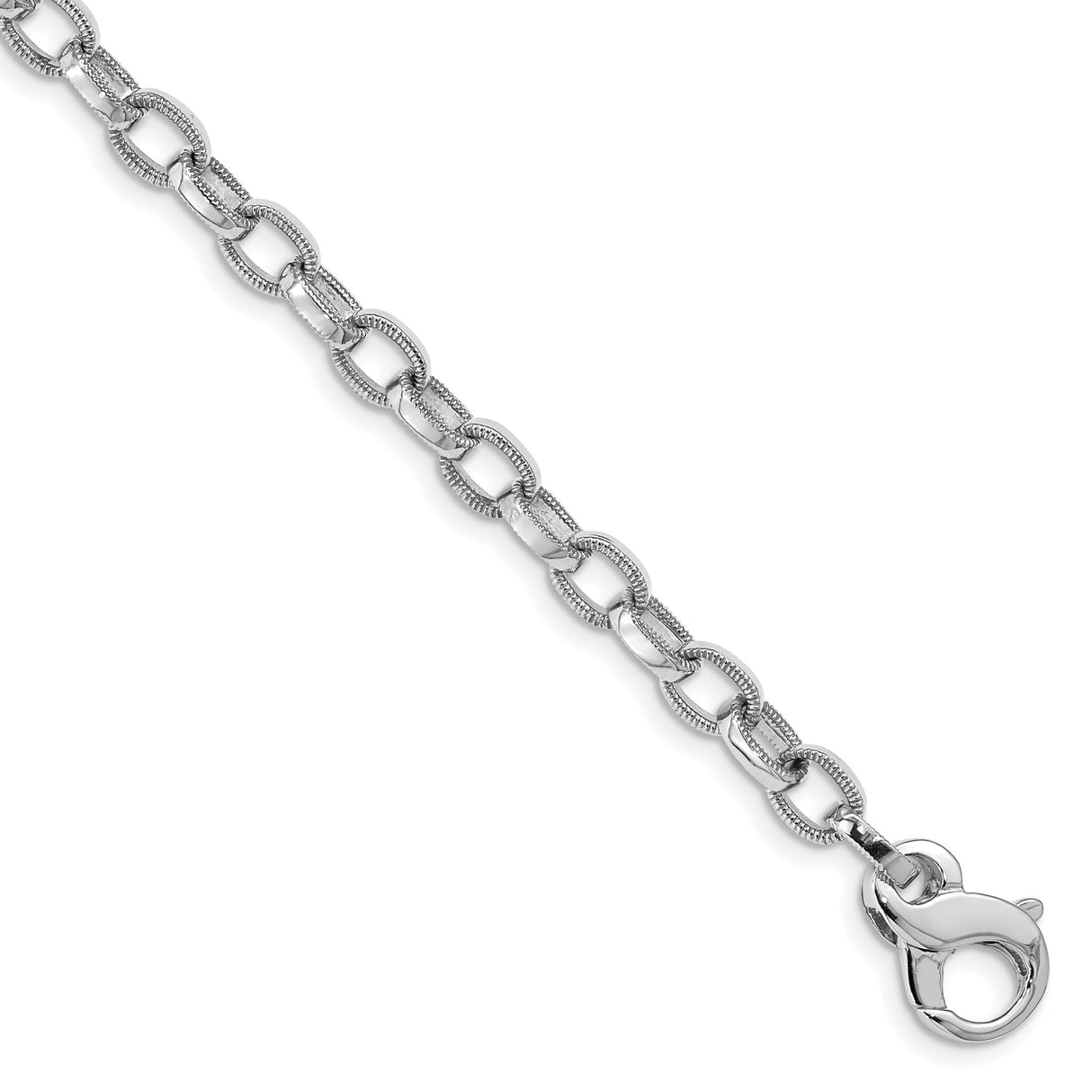 14K White Gold 5 mm Polished Chain Bracelet, Solid alternate angle
