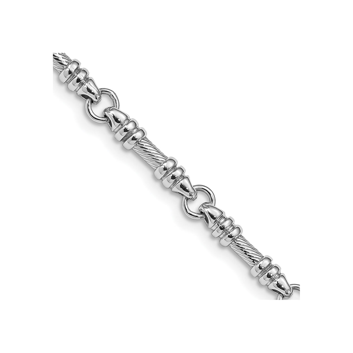 14K White Gold 3.5 mm Polished Chain Bracelet, Solid detail view