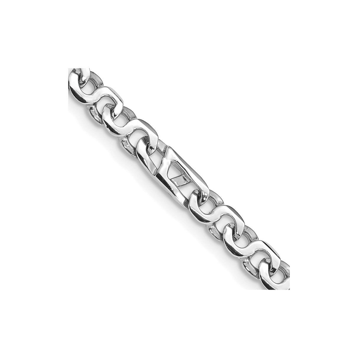 14K White Gold 4.3 mm Polished Chain Bracelet, Solid detail view