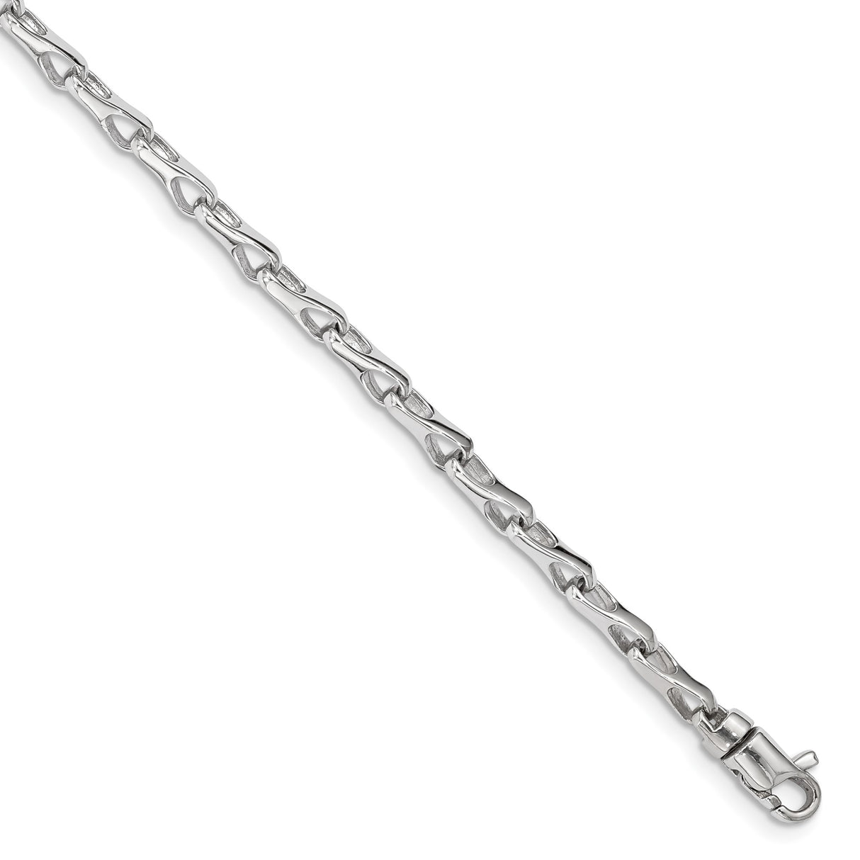 14K White Gold 3.5 mm Polished Chain Bracelet, Solid alternate angle