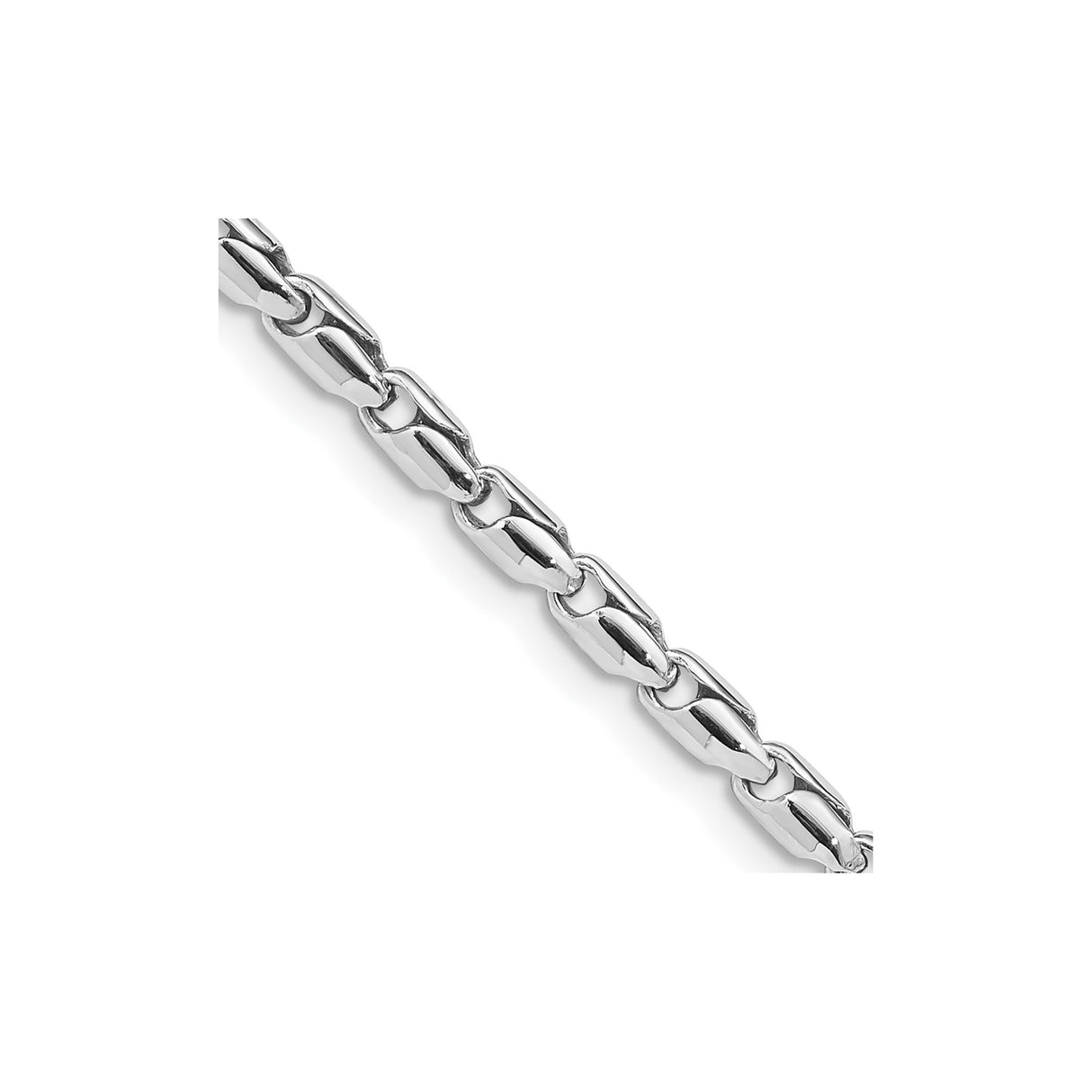 14K White Gold 3 mm Polished Chain Bracelet, Solid detail view