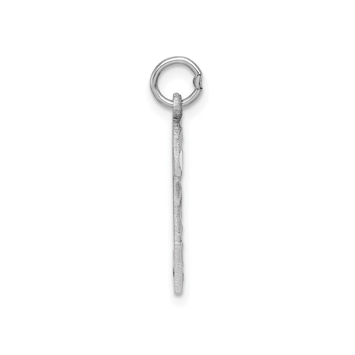 14k White Gold Number Two Charm Pendant, Polished and Textured Numeric Jewelry