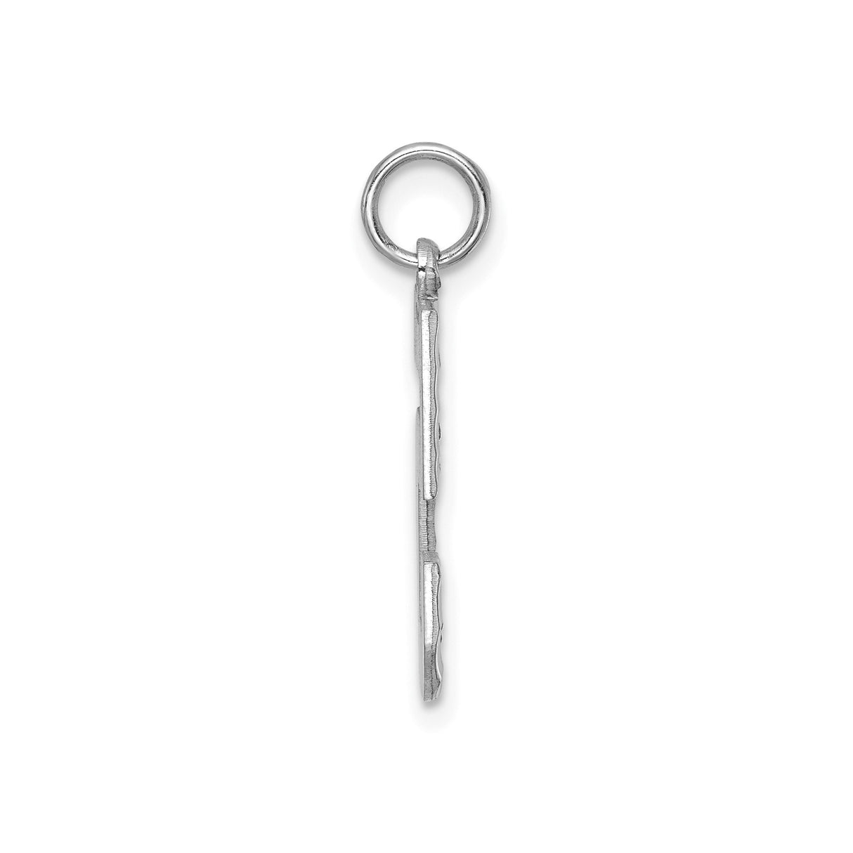 14k White Gold Number 5 Pendant, Textured and Polished Numeric Charm