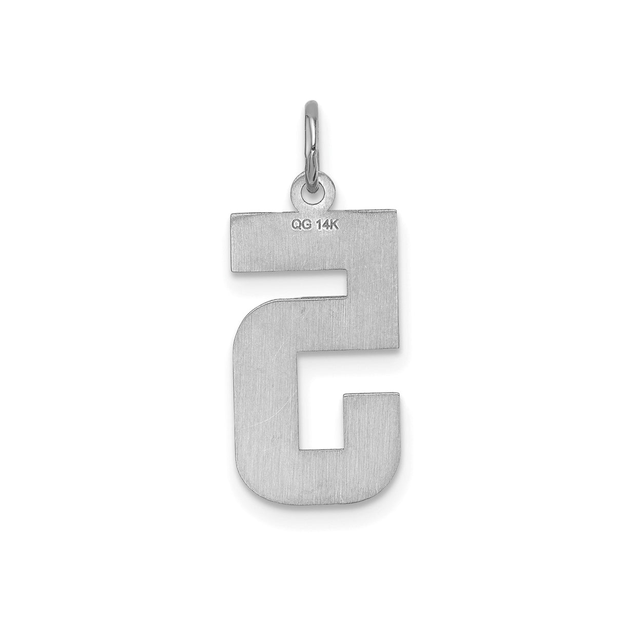 14k White Gold Number 5 Pendant, Textured and Polished Numeric Charm
