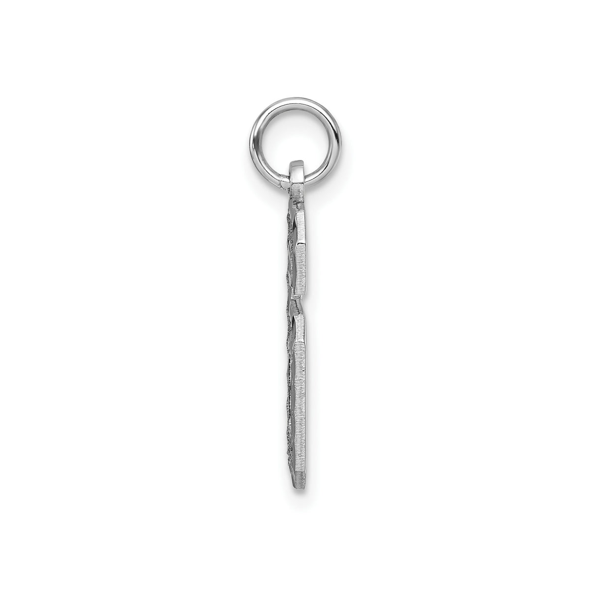 14k White Gold Number 6 Pendant Charm with Diamond-Cut Edges and Textured Surface