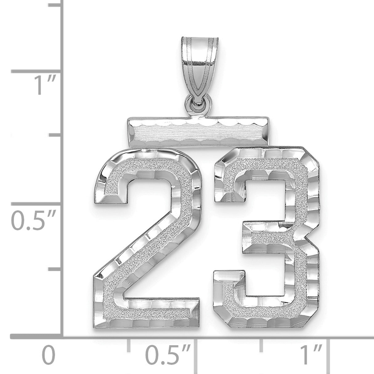 14k White Gold Number 23 Pendant, Bold Textured Jersey Number Charm for Men or Unisex