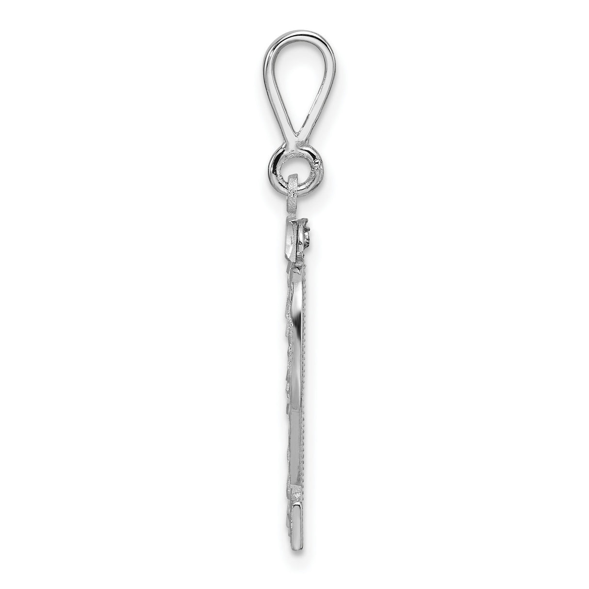 14k White Gold Number 32 Pendant, Diamond Cut Sports Charm for Men and Women
