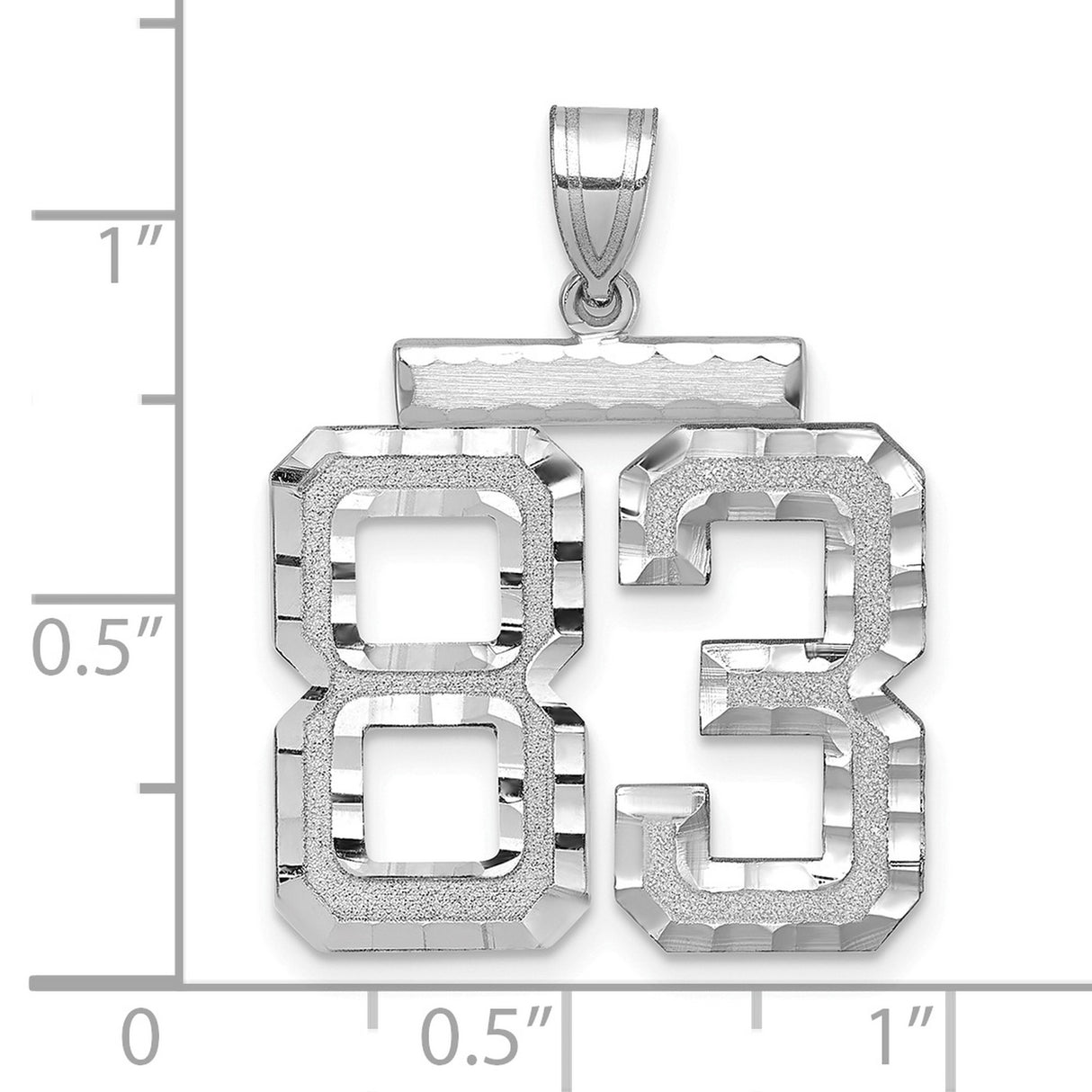 14k White Gold Number 83 Pendant, Bold Block Numerals with Textured Accents