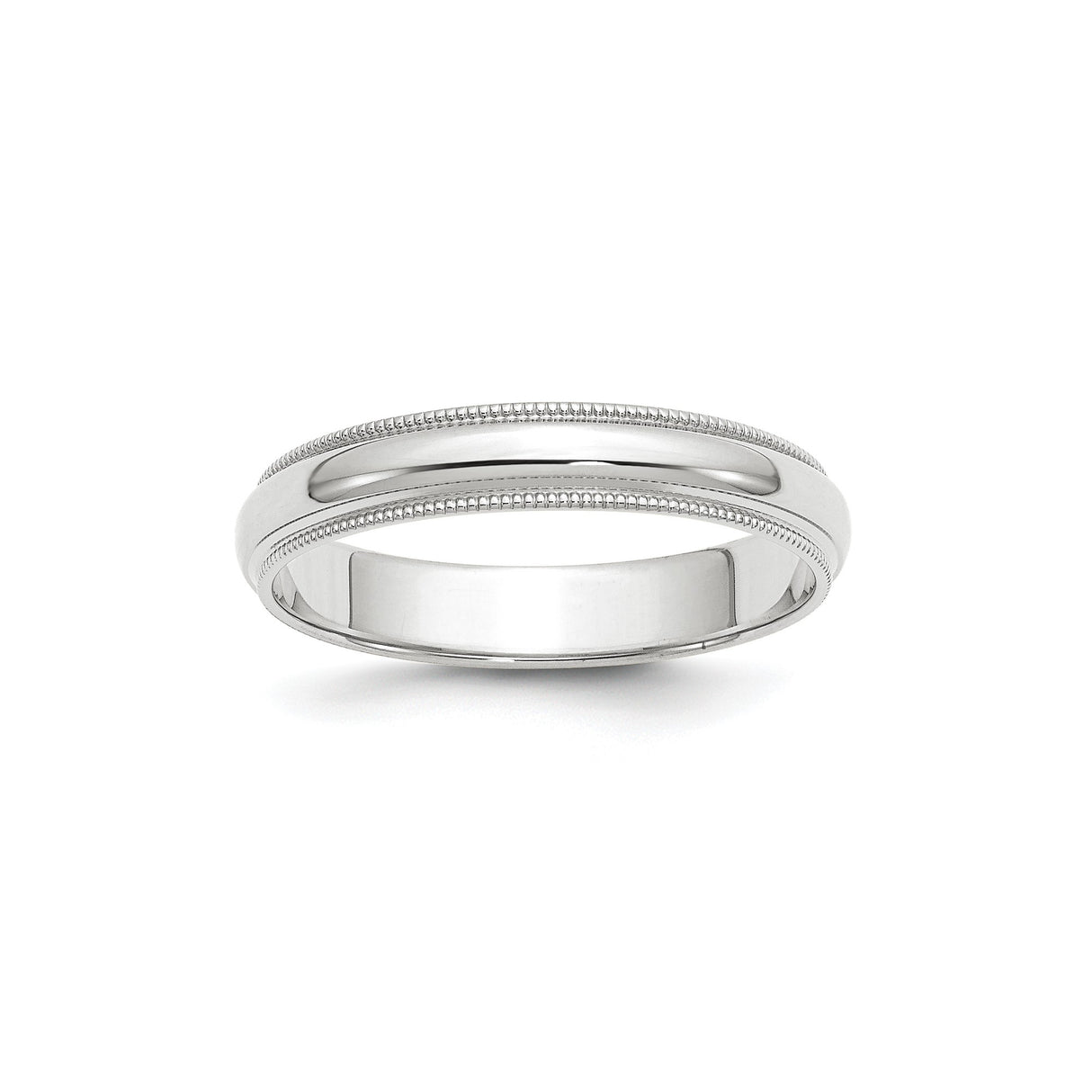 10k White Gold Milgrain, Domed wedding band ring