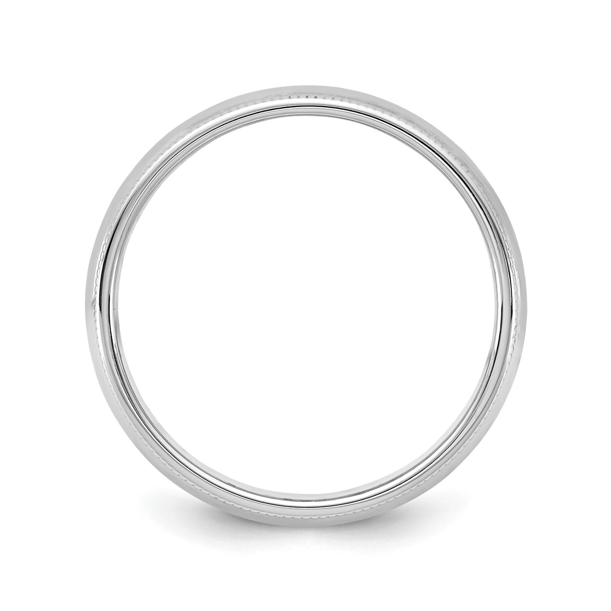 14k White Gold Milgrain, Domed wedding band ring alternate angle