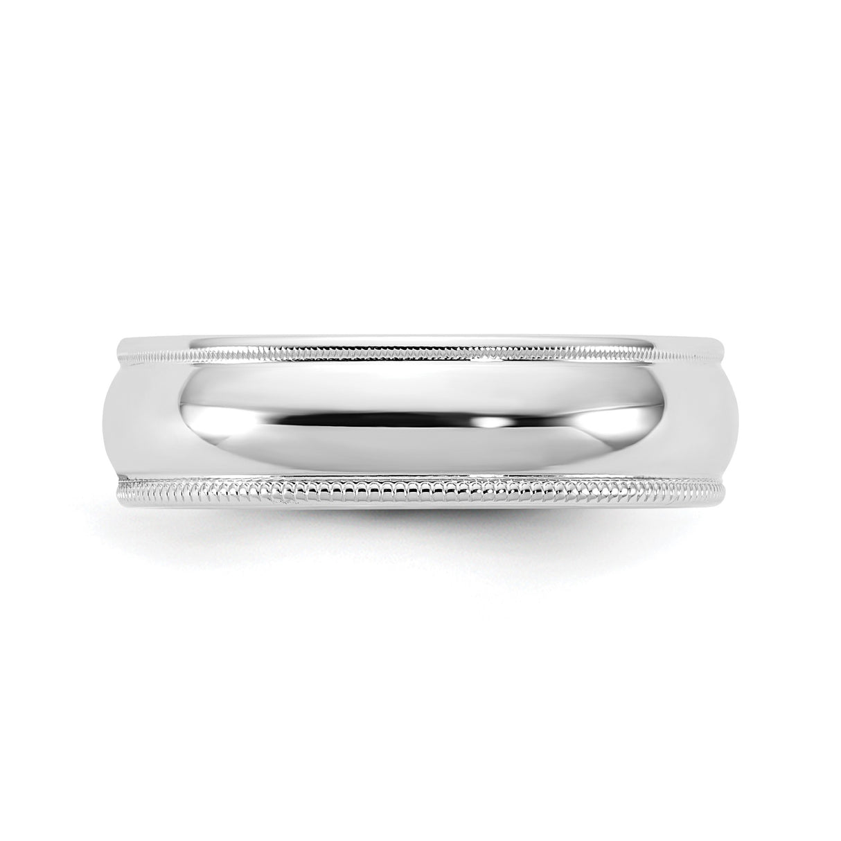 10k White Gold Milgrain, Domed wedding band ring detail view