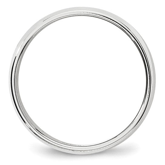 14K White Gold Half-Round Milgrain Wedding Band Solid 6mm