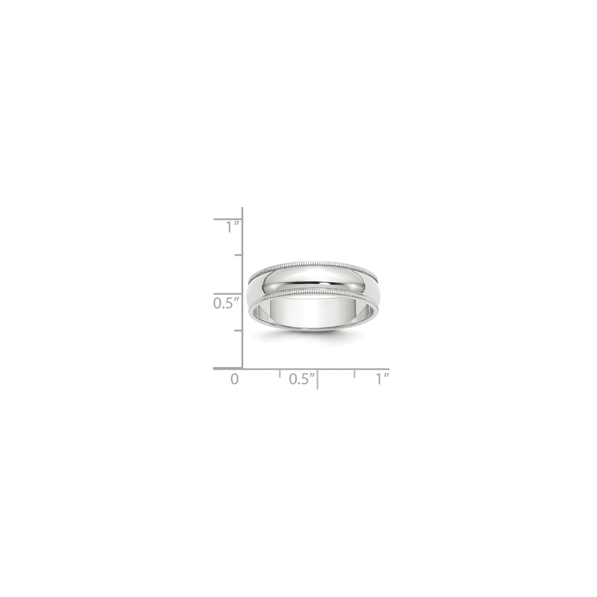 10k White Gold Milgrain, Domed wedding band ring shown for scale