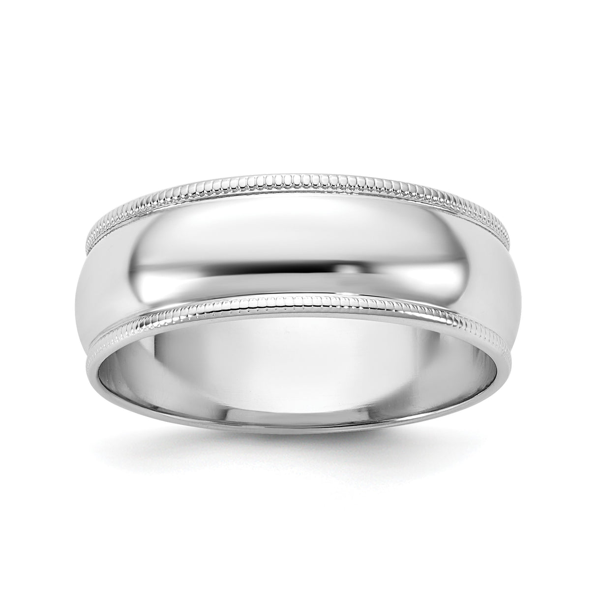 10k White Gold Milgrain, Domed wedding band ring