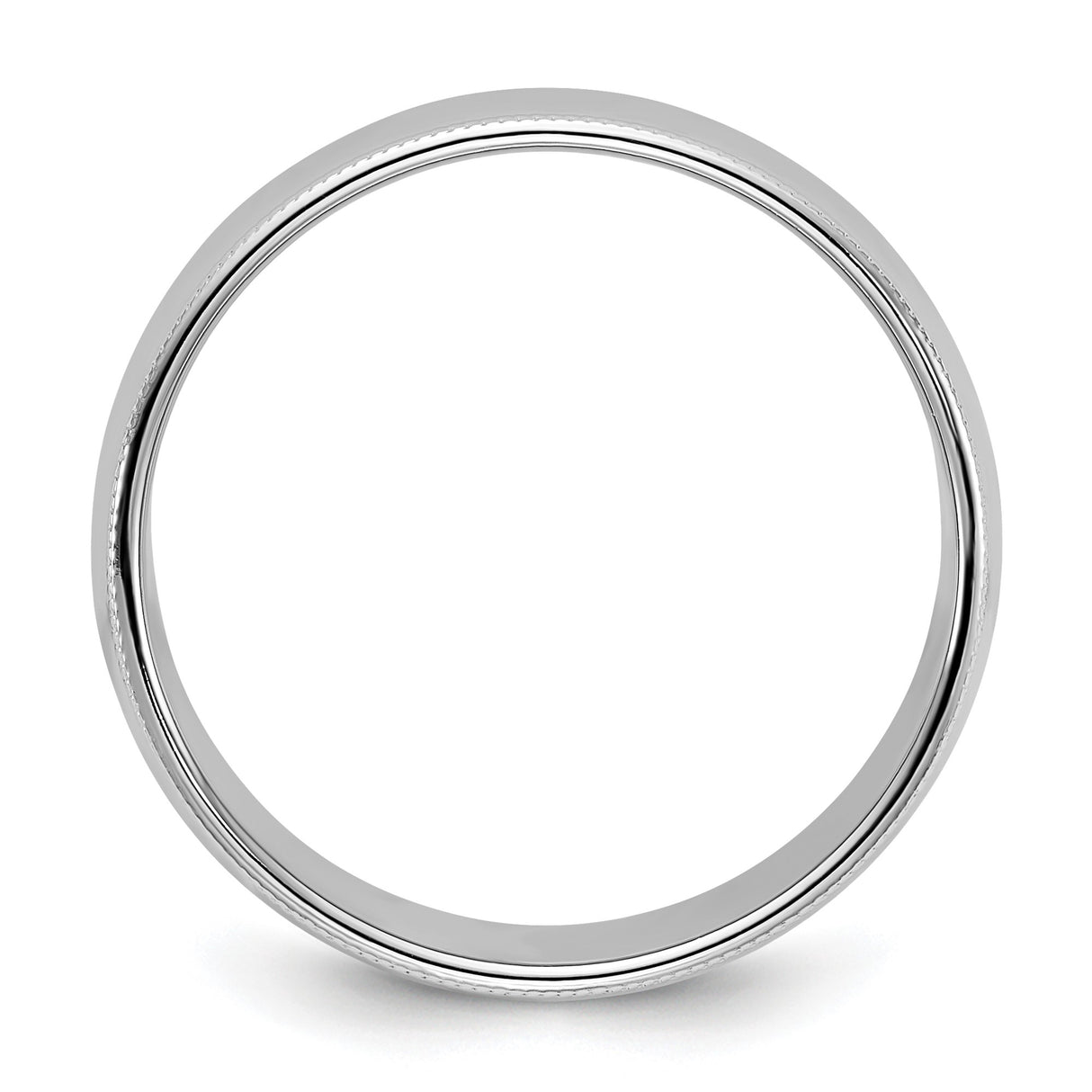 10k White Gold Milgrain, Domed wedding band ring alternate angle