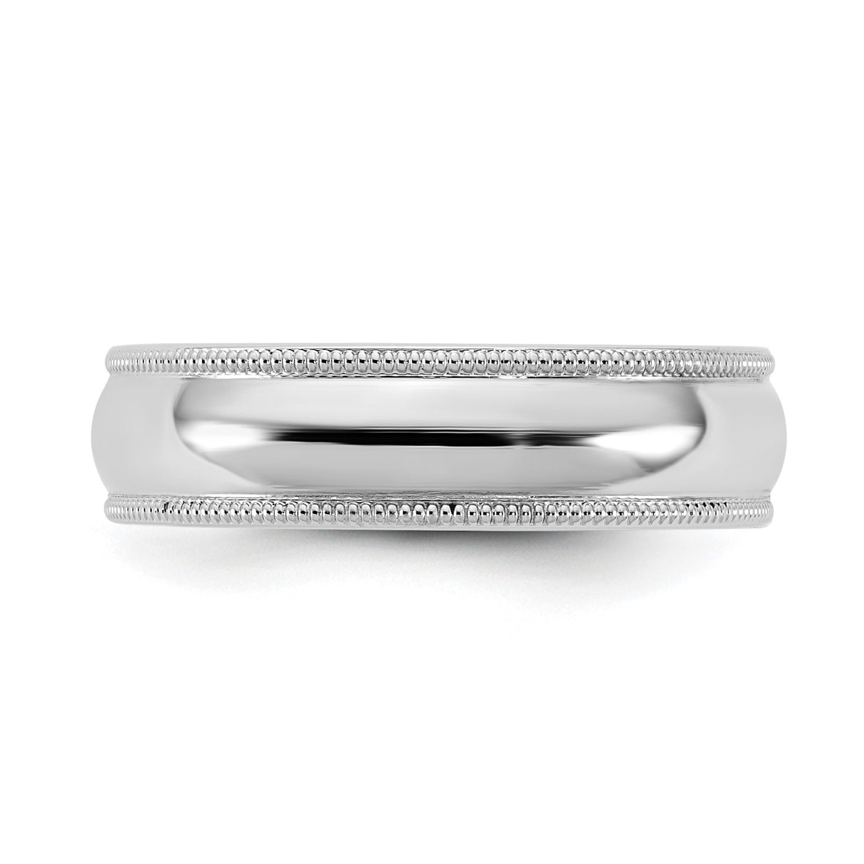 14k White Gold Milgrain, Comfort Fit wedding band ring detail view