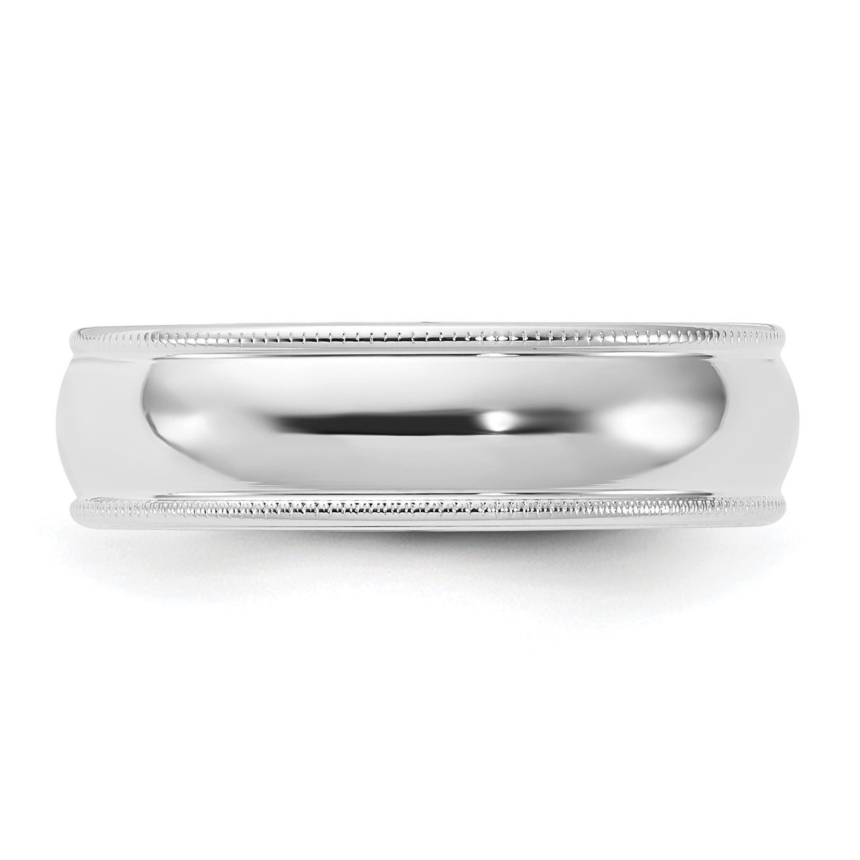 10k White Gold Milgrain, Comfort Fit wedding band ring detail view