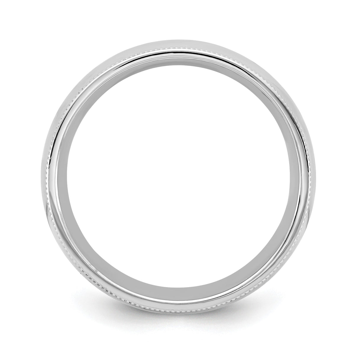 14k White Gold Milgrain, Comfort Fit wedding band ring alternate angle