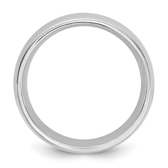 14K White Gold Milgrain Comfort-Fit Solid 7mm Wedding Band