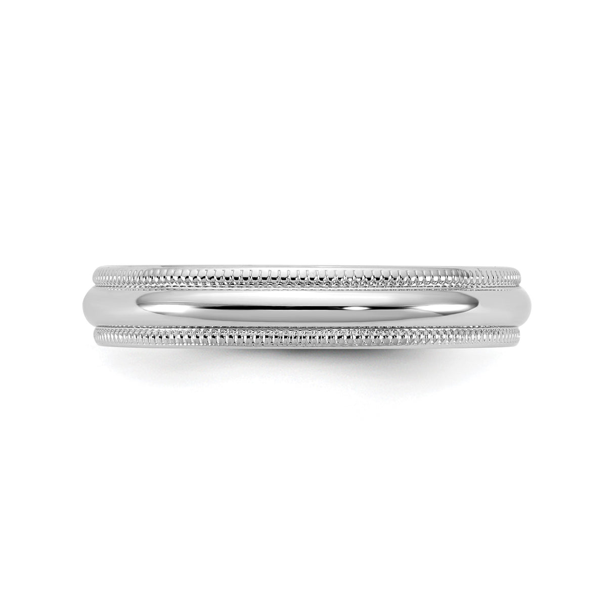 14k White Gold Milgrain, Lightweight wedding band ring detail view