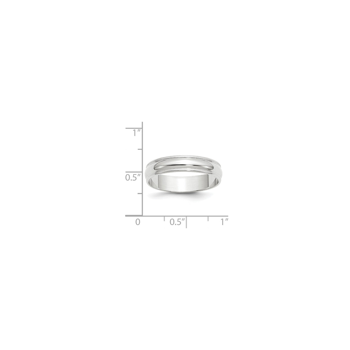 14k White Gold Milgrain, Lightweight wedding band ring shown for scale
