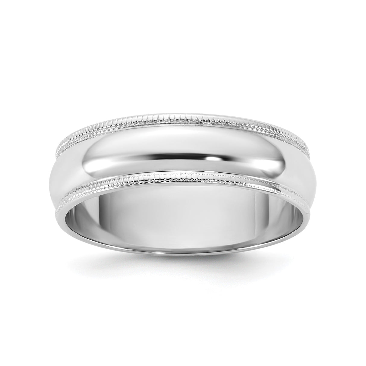 10k White Gold Milgrain, Lightweight wedding band ring