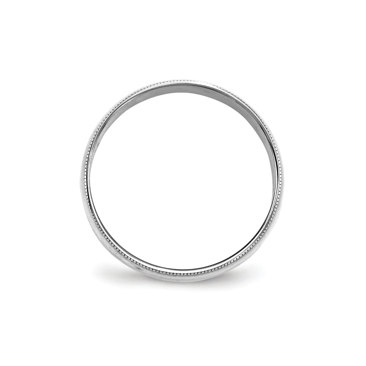 10k White Gold Milgrain, Lightweight wedding band ring alternate angle