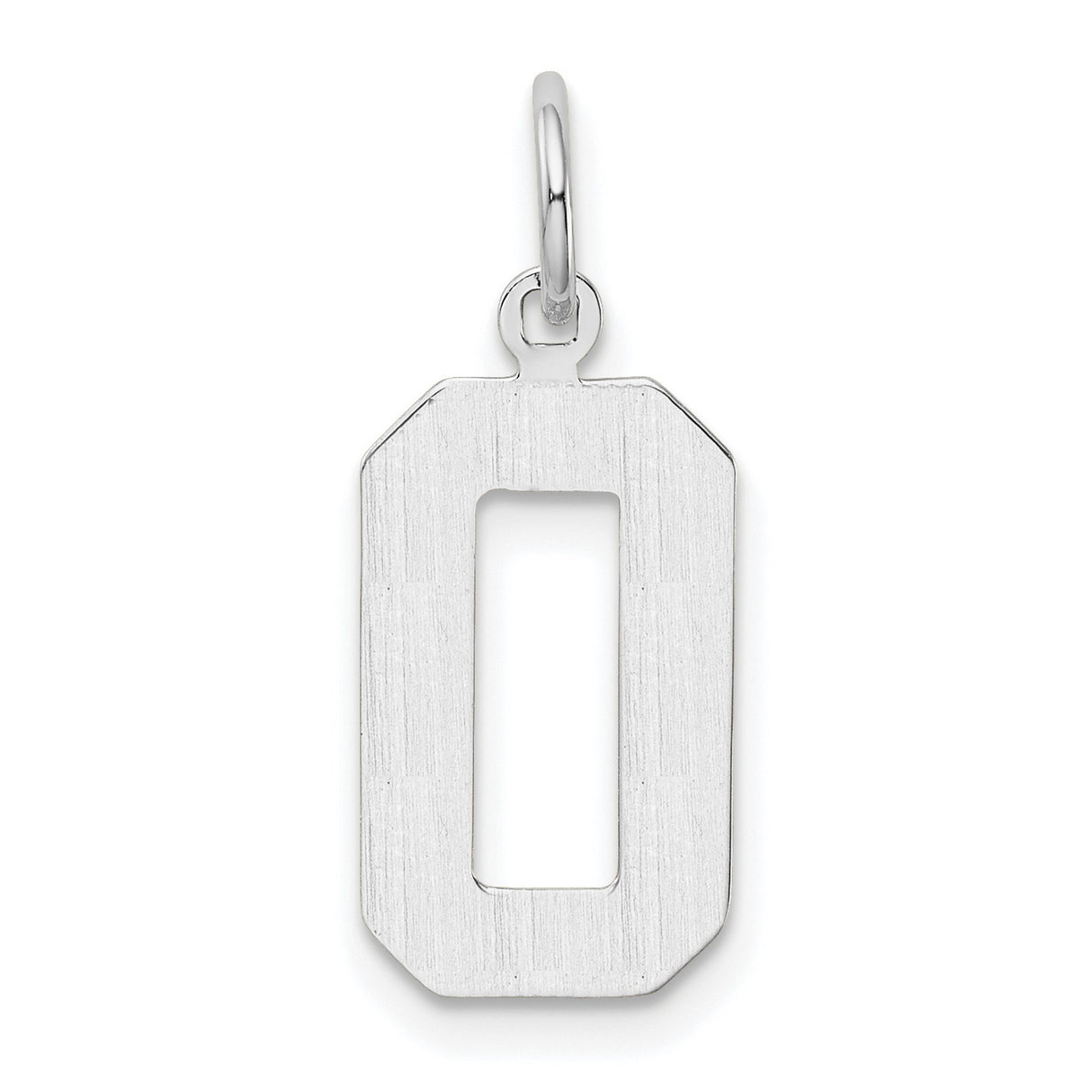 14k White Gold Number 0 Pendant Charm, Bold Geometric Design, Unisex Jewelry