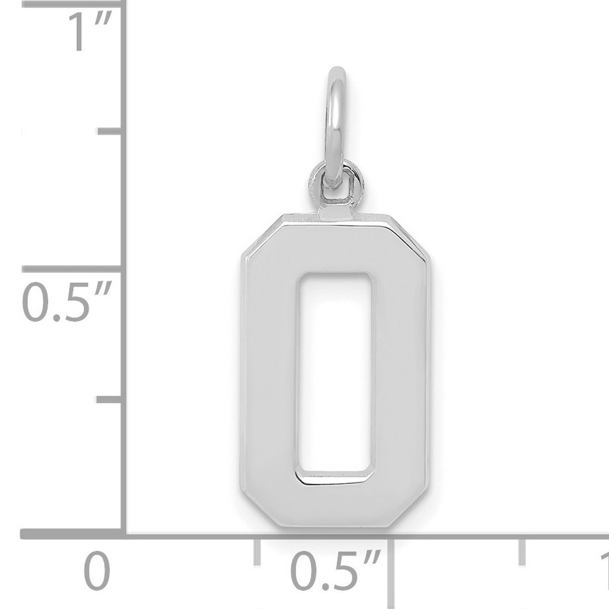 14k White Gold Number 0 Pendant Charm, Bold Geometric Design, Unisex Jewelry