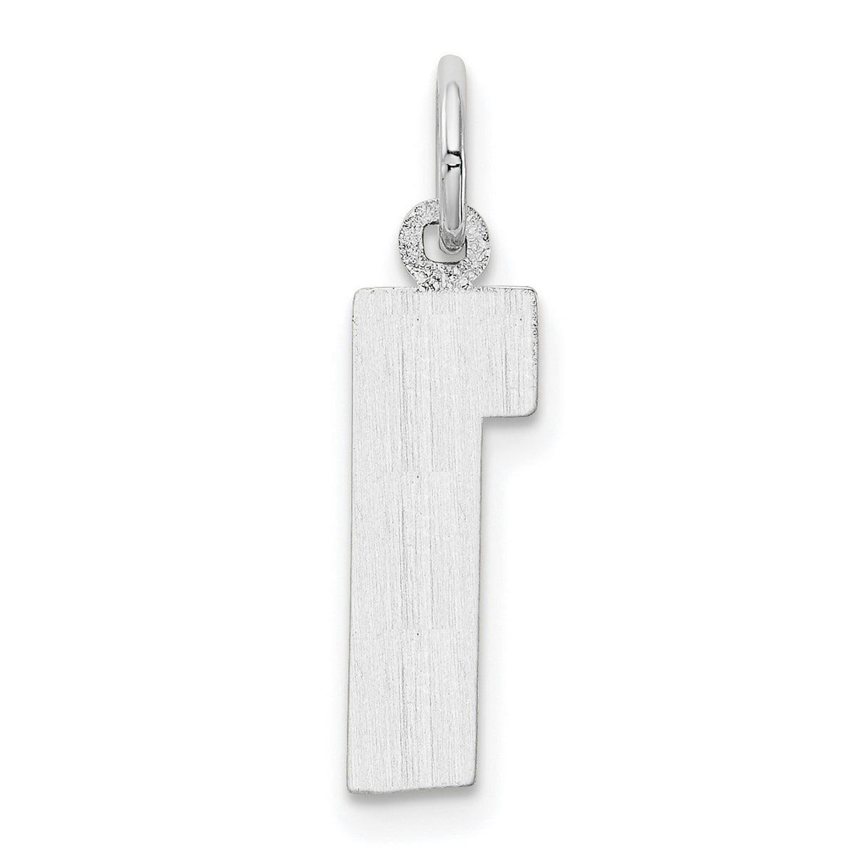 14k White Gold Number One Pendant Charm, Polished Minimalist Jewelry, Unisex or Womens Style
