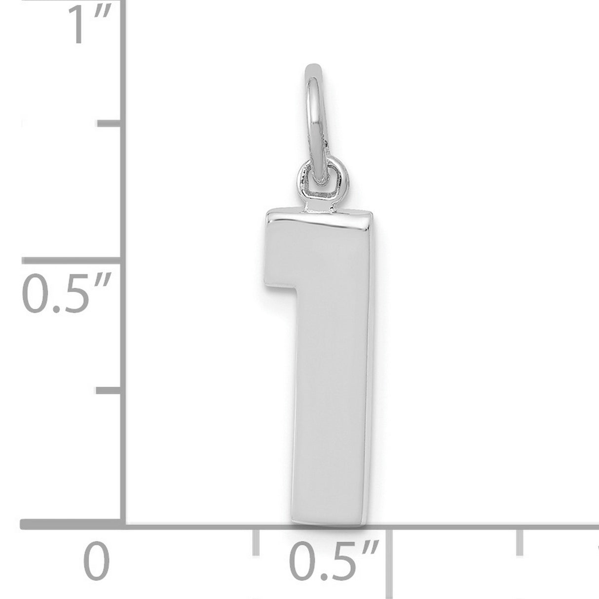 14k White Gold Number One Pendant Charm, Polished Minimalist Jewelry, Unisex or Womens Style