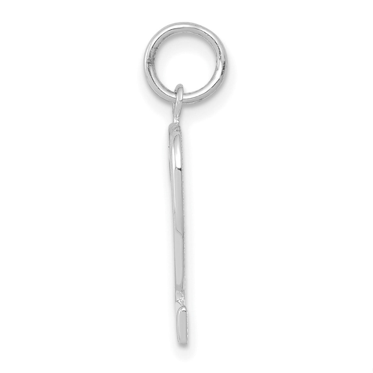 14k White Gold Number 2 Charm Pendant, Polished Arabic Numeral Design for Women or Unisex