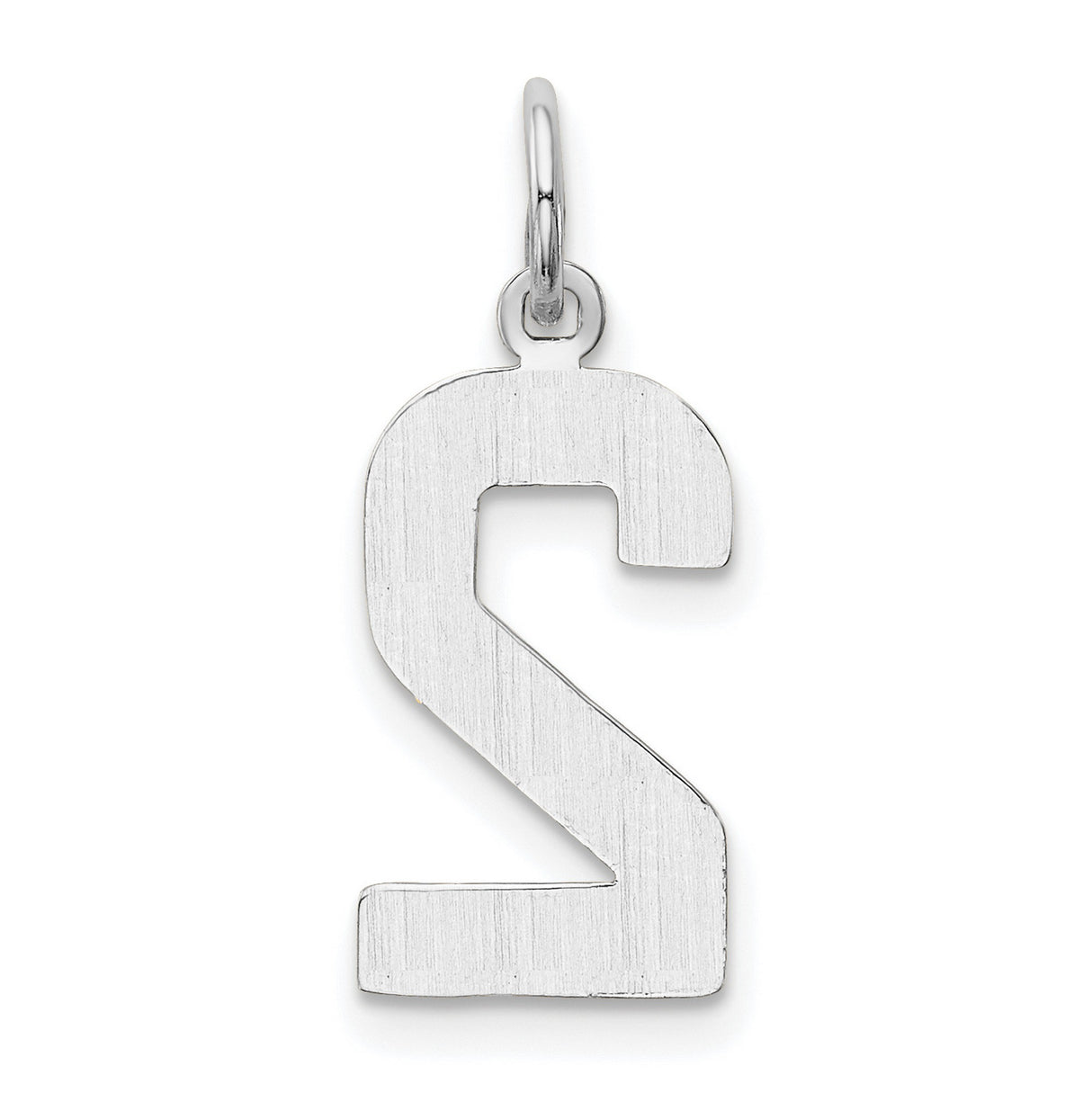 14k White Gold Number 2 Charm Pendant, Polished Arabic Numeral Design for Women or Unisex
