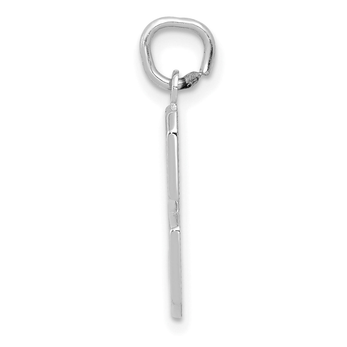 14k White Gold Number 3 Pendant, Polished Block-Style Numeral Charm for Women or Unisex Wear