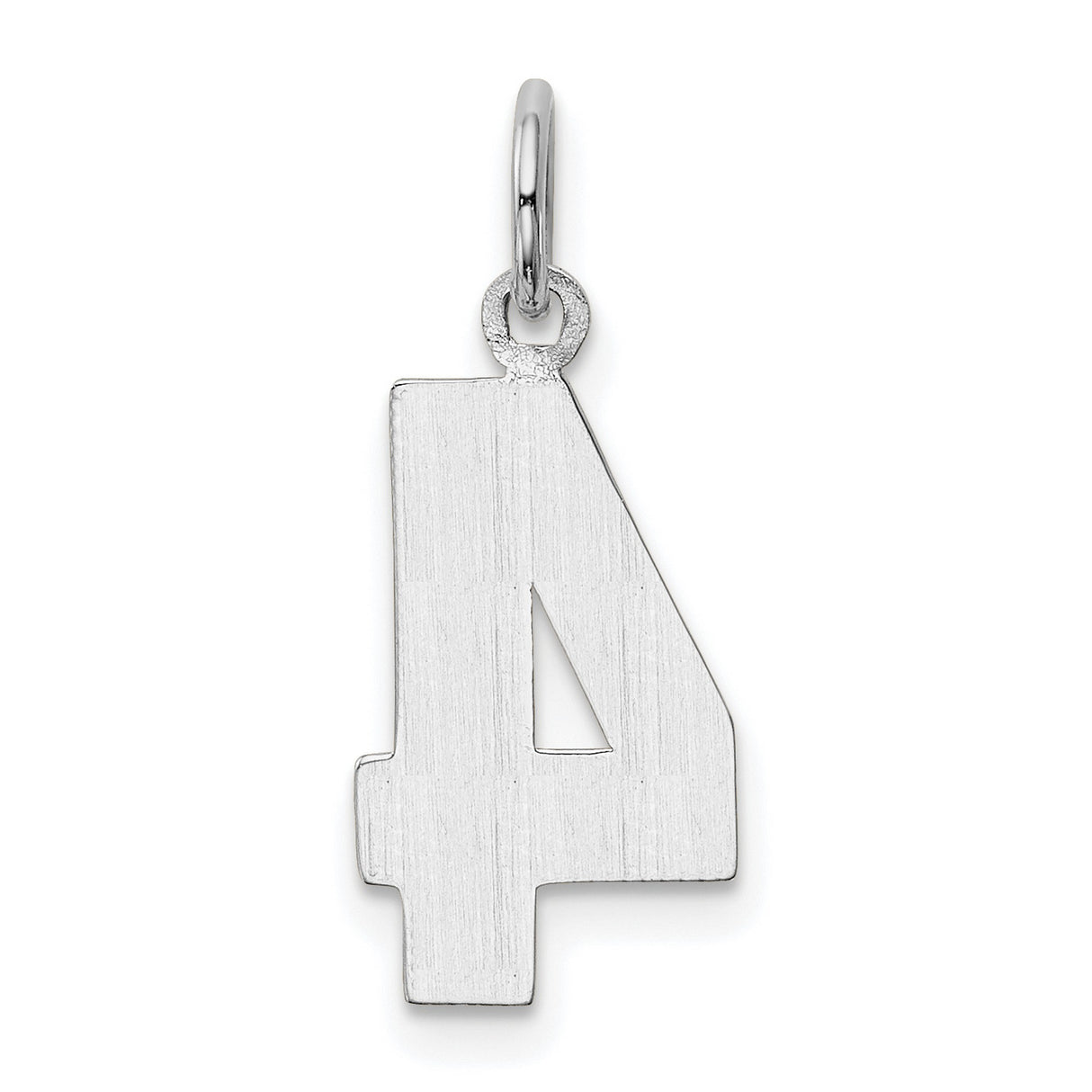 14k White Gold Number 4 Pendant Charm, Polished Unisex Minimalist Jewelry Accessory