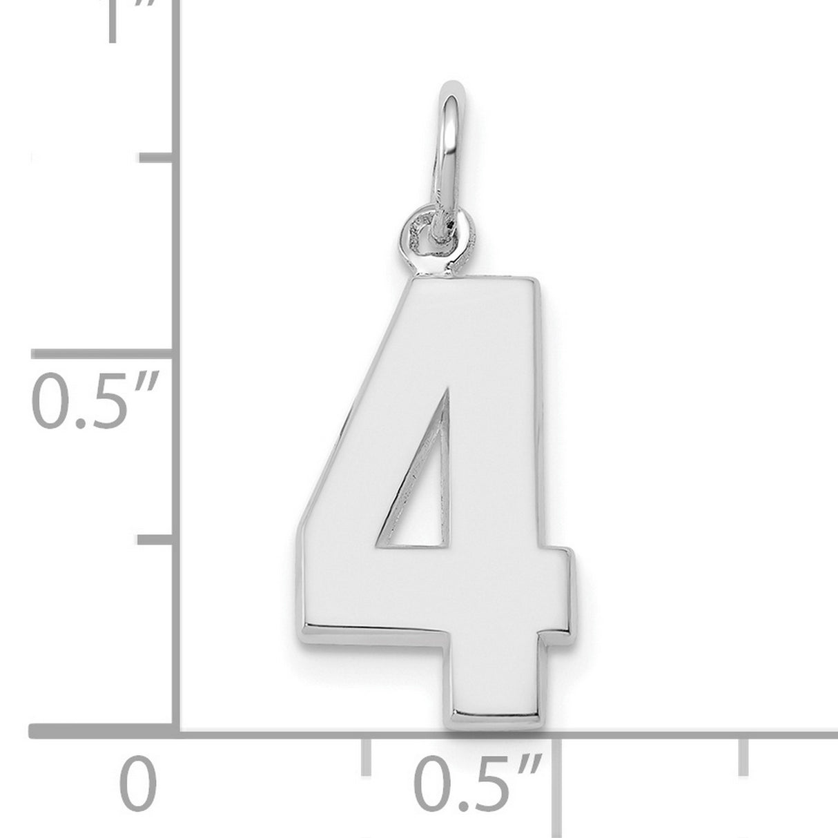 14k White Gold Number 4 Pendant Charm, Polished Unisex Minimalist Jewelry Accessory