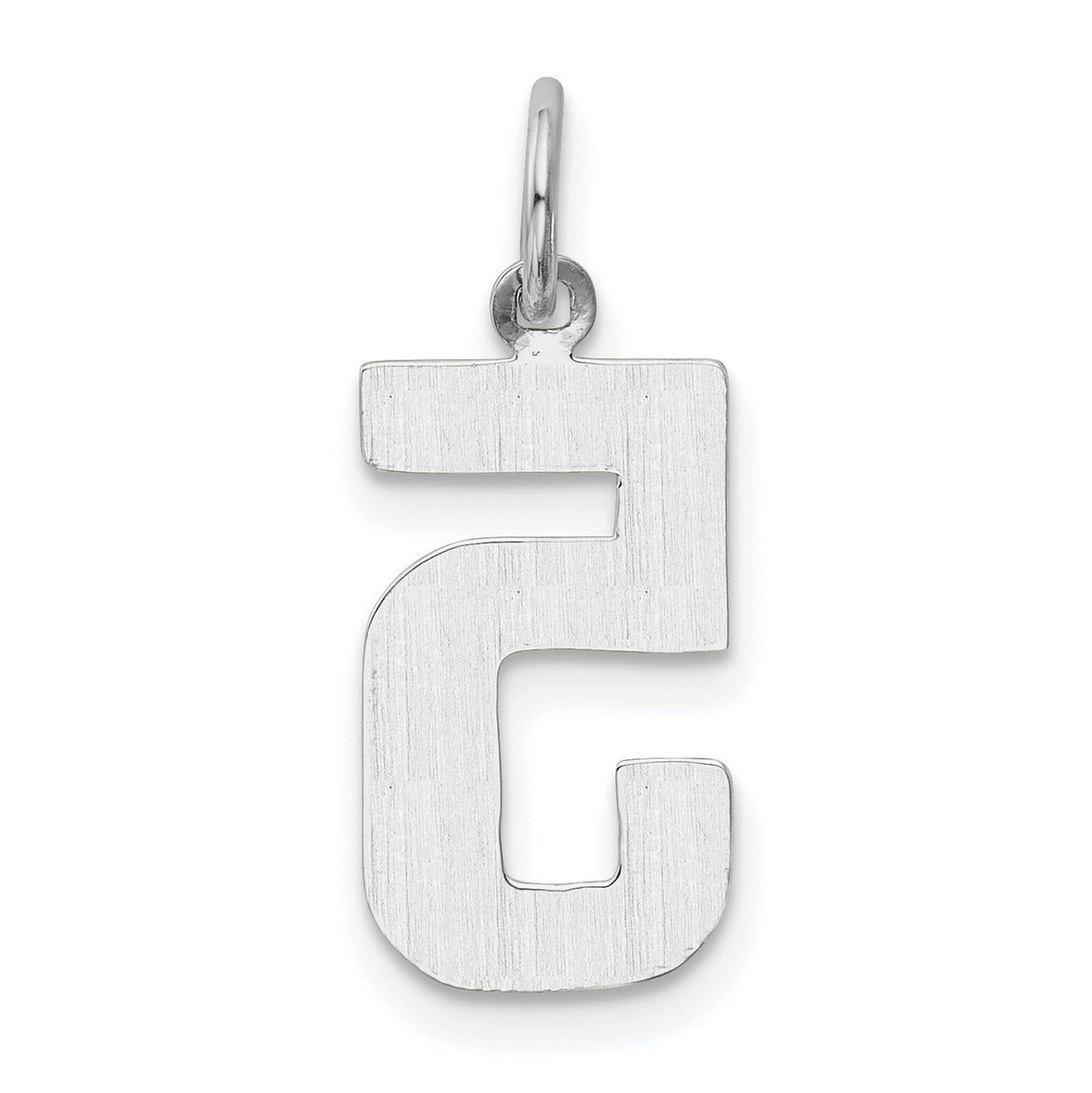 14k White Gold Number 5 Pendant Charm, Polished Finish, Modern Font, Unisex Jewelry