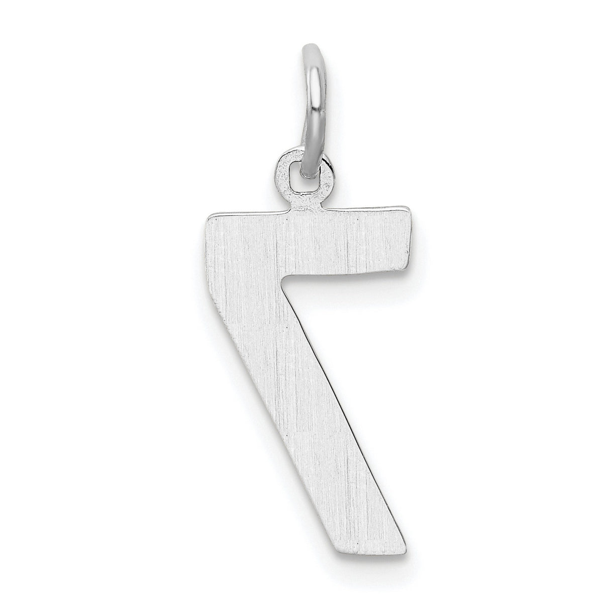 14k White Gold Number 7 Pendant, Polished Modern Charm, Lucky Number Symbolism