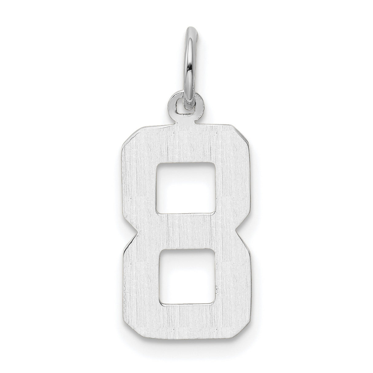 14k White Gold Number Eight Pendant, Polished Block Design, Infinity Symbol Jewelry for Women or Unisex Wear