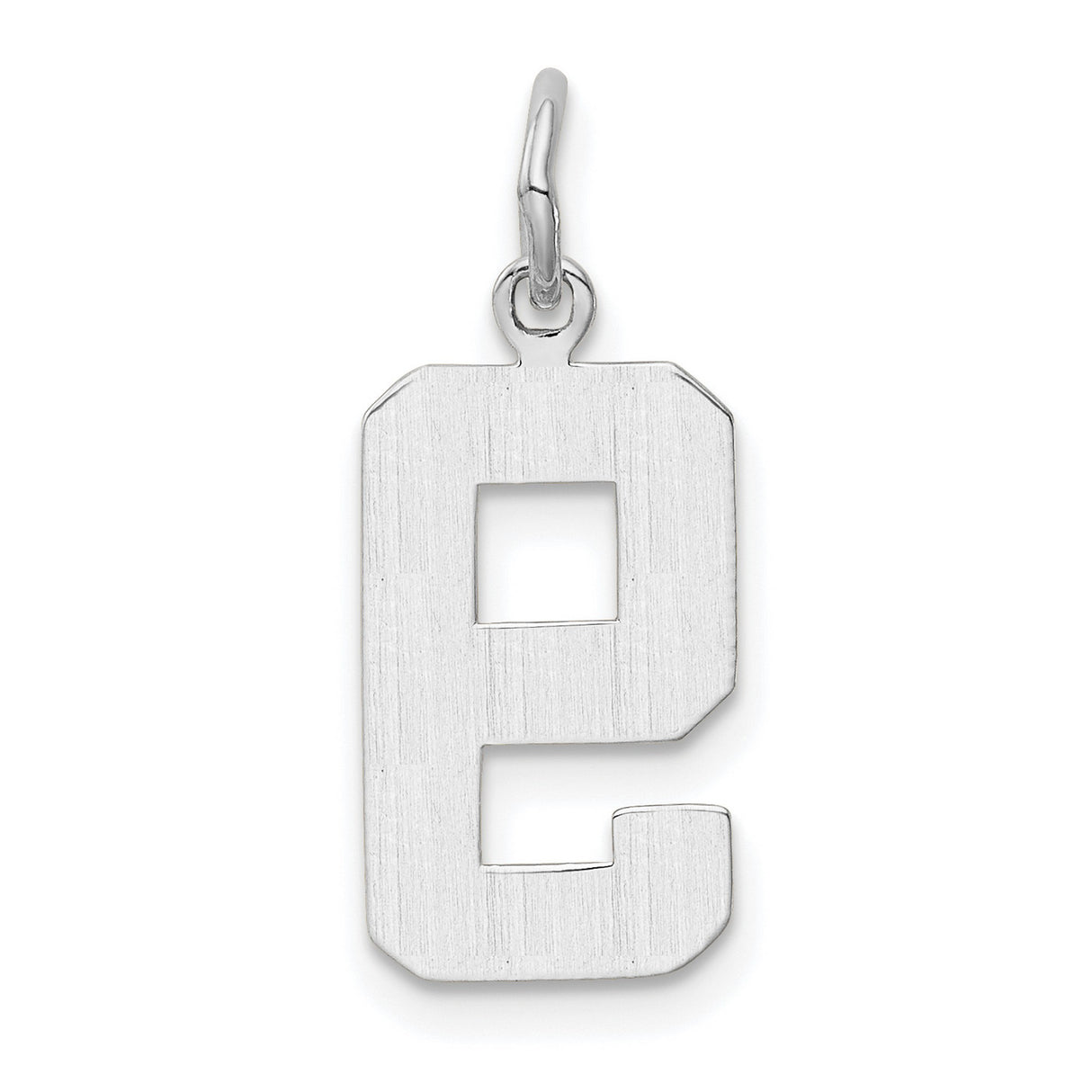 14k White Gold Number Nine Pendant, Bold Block Style Numeric Charm for Men or Women