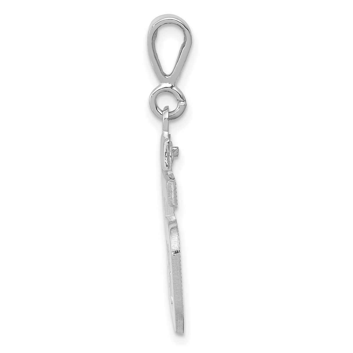 Medium Polished Number 55 Charm Pendant in Real 14k White Gold