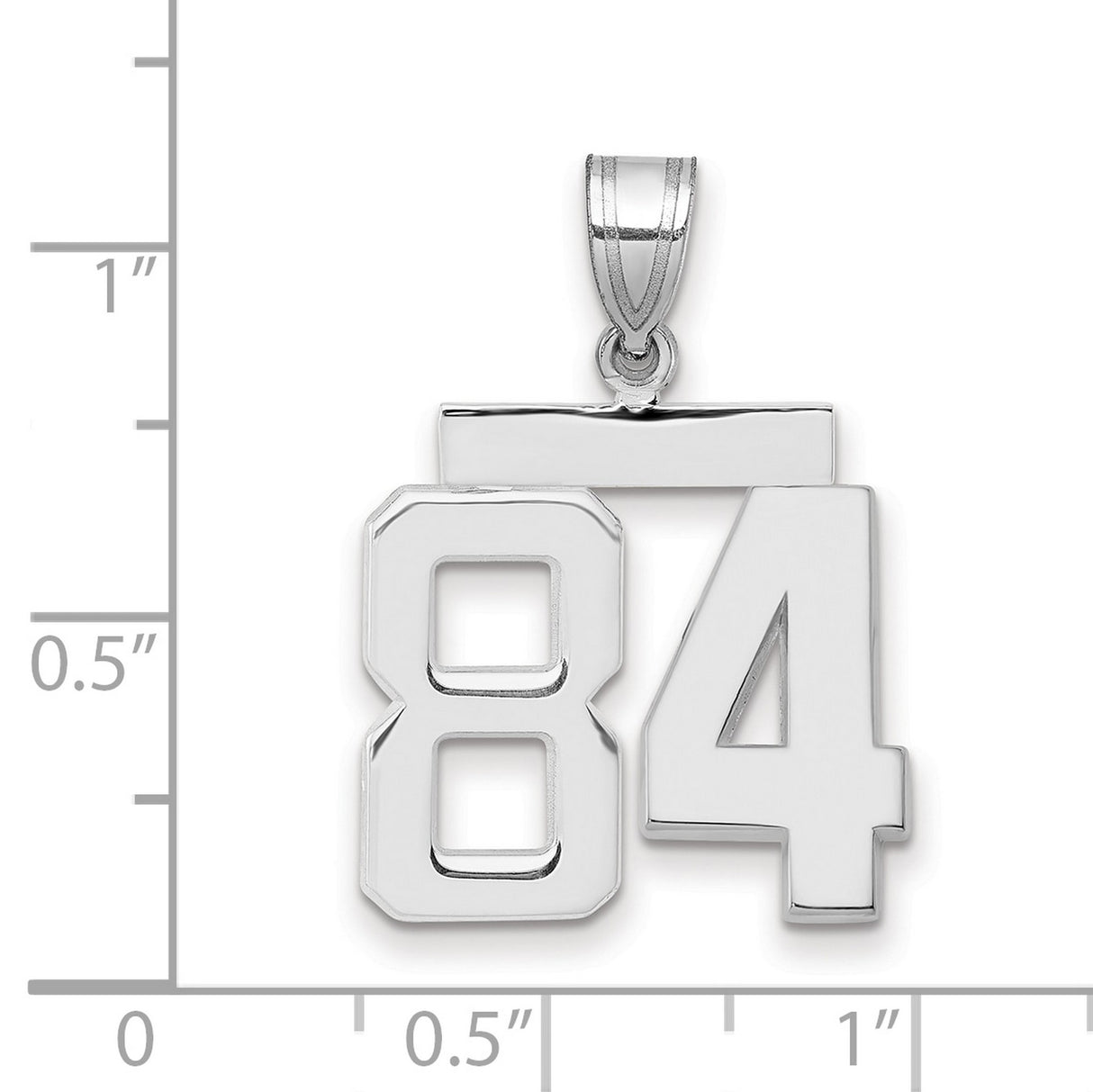 Medium Polished Number 84 Charm Pendant in Real 14k White Gold