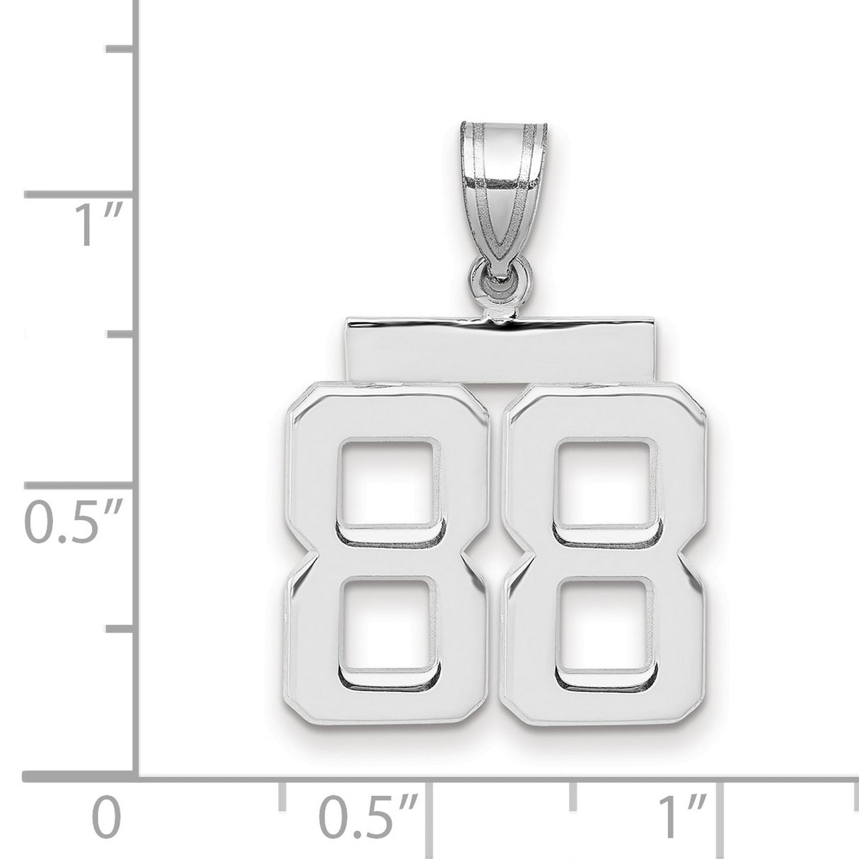 14k White Gold Number 88 Pendant, Bold Sporty Style Jersey Charm for Men or Unisex