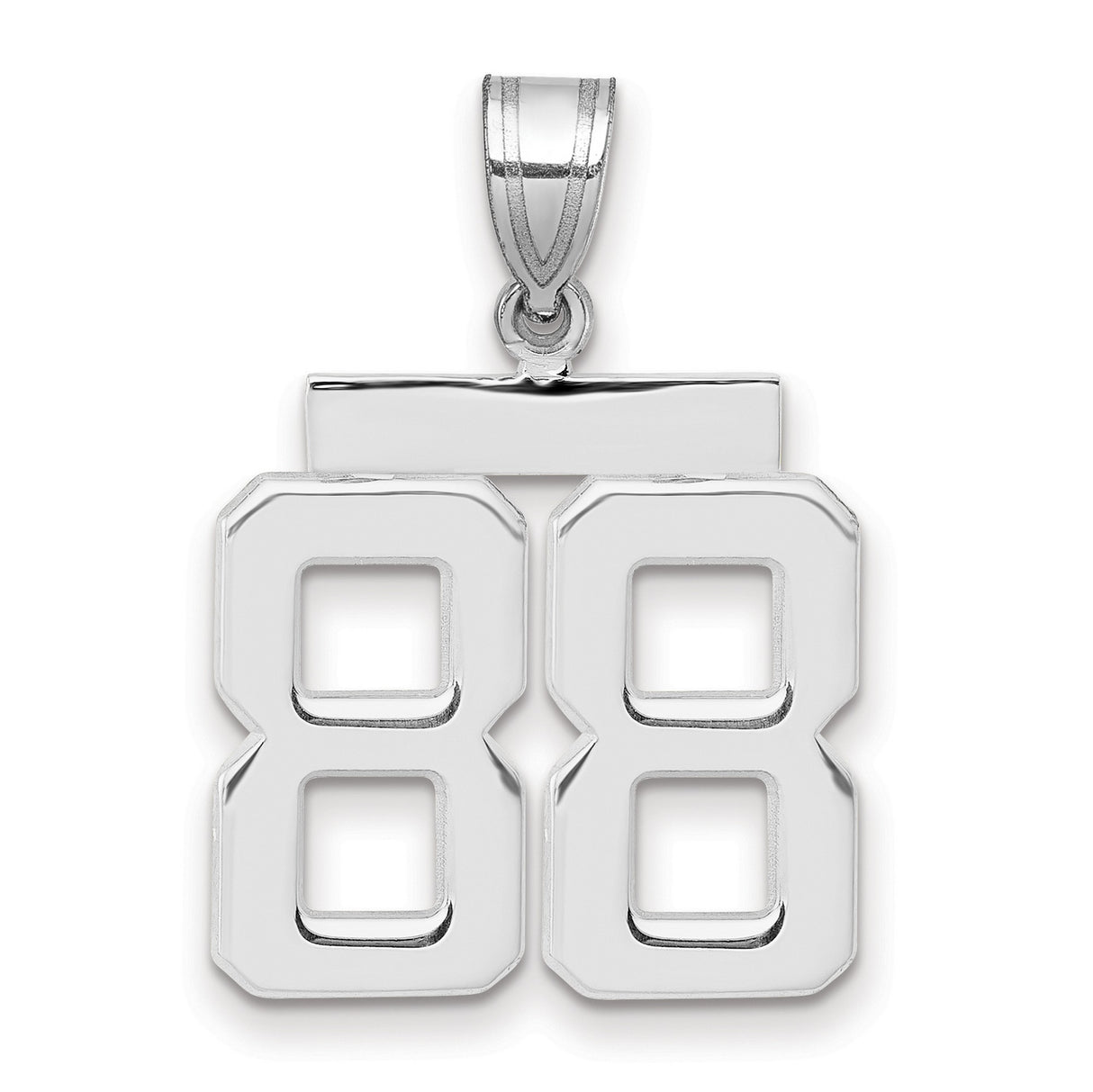 14k White Gold Number 88 Pendant, Bold Sporty Style Jersey Charm for Men or Unisex