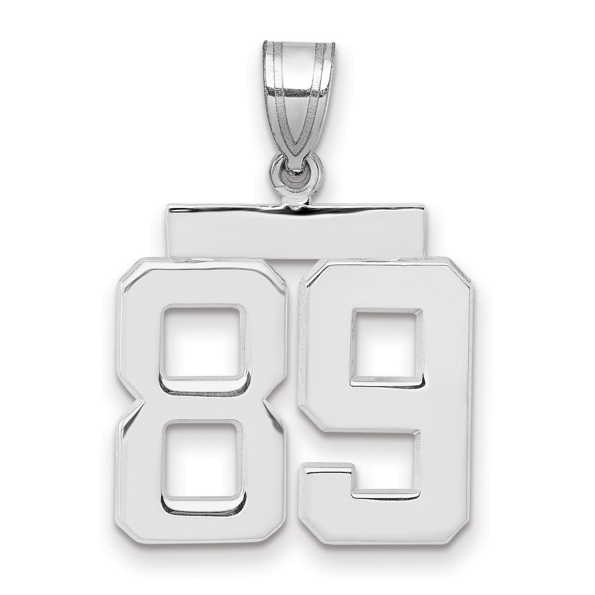 Medium Polished Number 89 Charm Pendant in Real 14k White Gold
