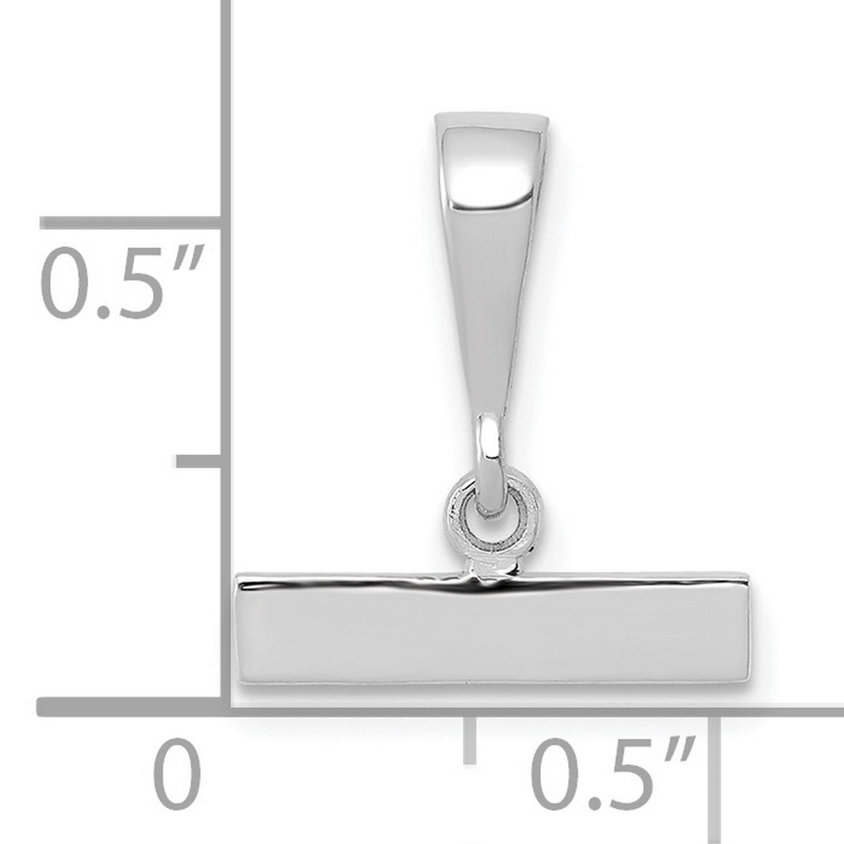 14k White Gold Horizontal Bar Pendant, Polished Finish, Minimalist Modern Design