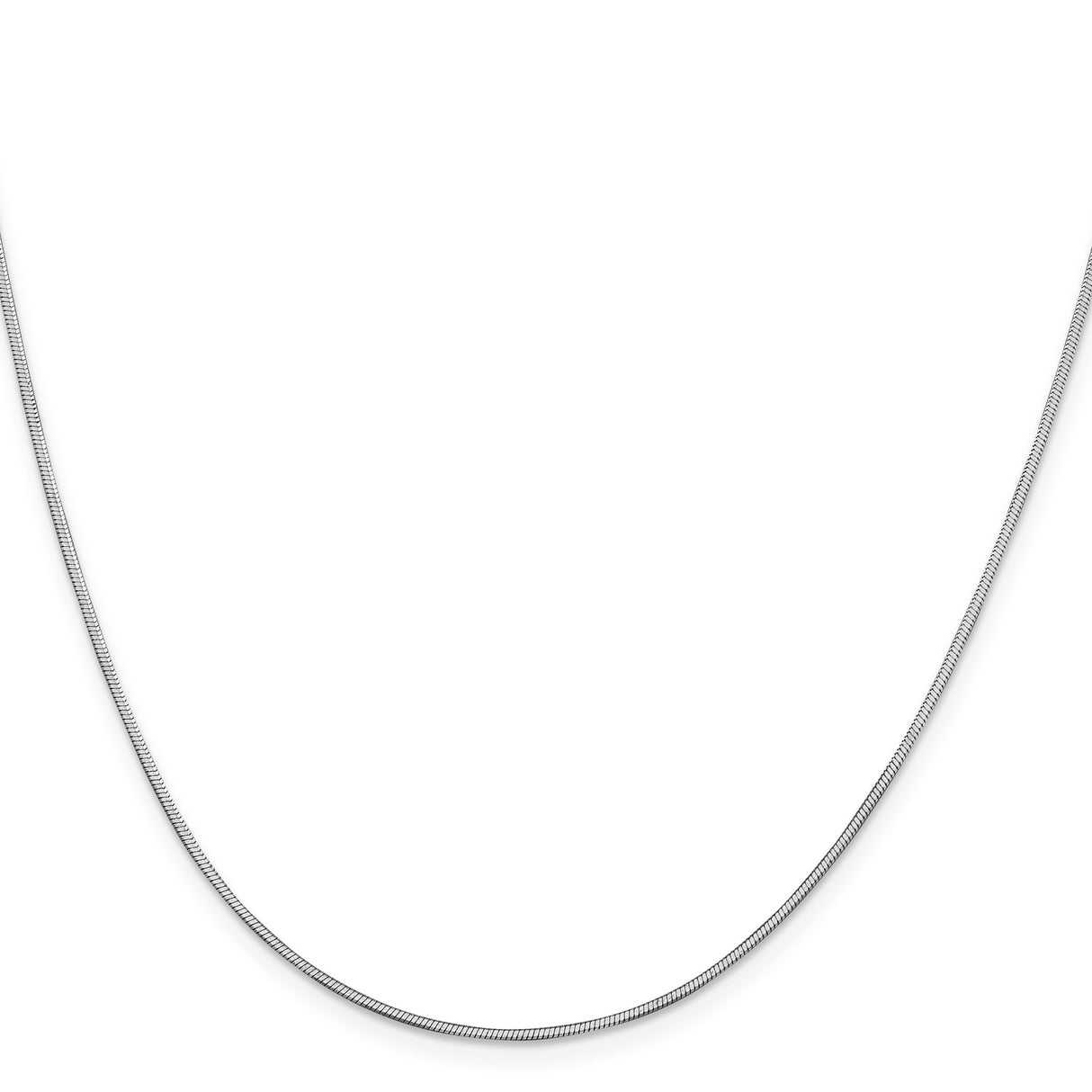 14K White Gold 1 mm Polished Chain Necklace, Solid
