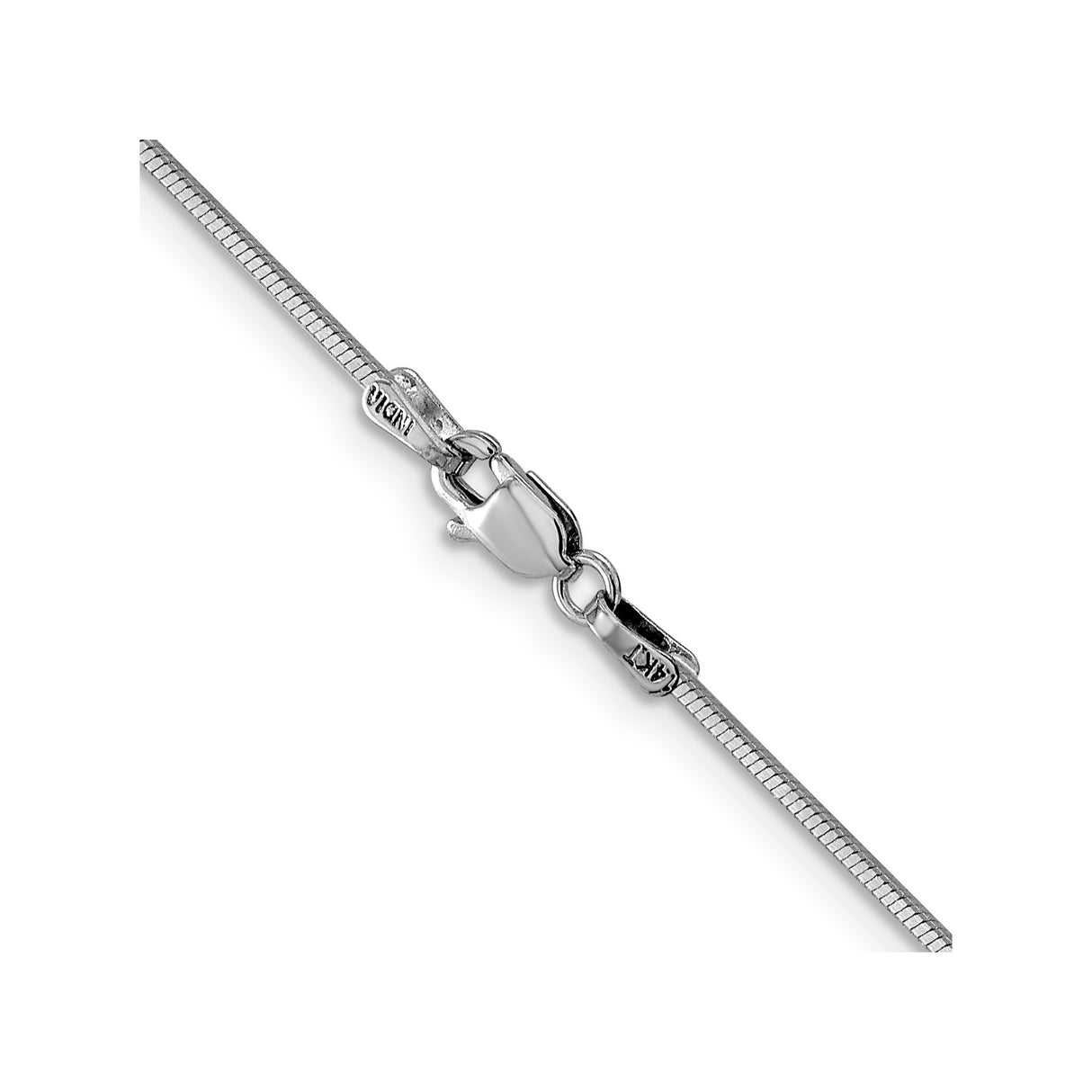 14K White Gold 1 mm Polished Chain Necklace, Solid alternate angle